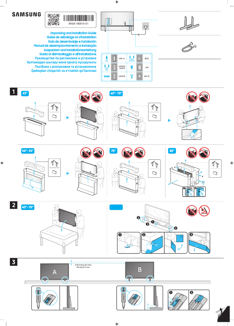 Page 1 de la notice Guide d'installation Samsung UA43DU8000U