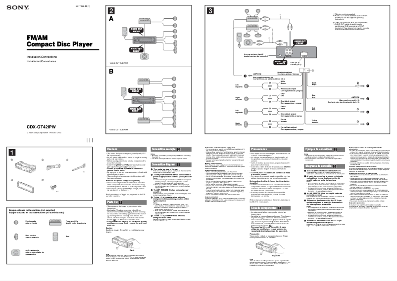 Page n°1 - Guide d'installation Sony CDX-GT42IPW