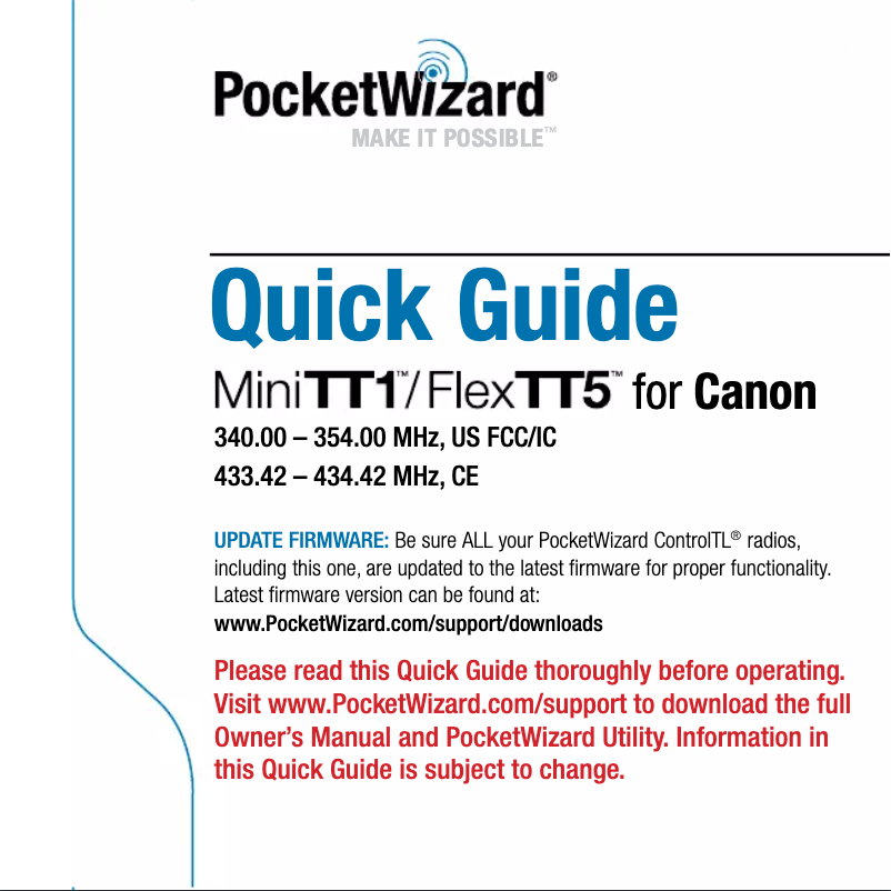 Page n°1 - Manuel utilisateur PocketWizard Pocket Wizard Flex TT5