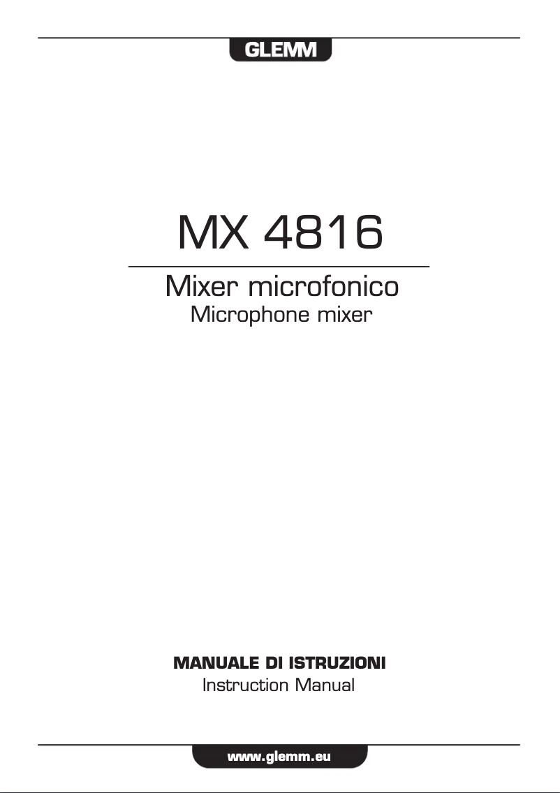 Page n°1 - Manuel utilisateur Glemm MX 4816