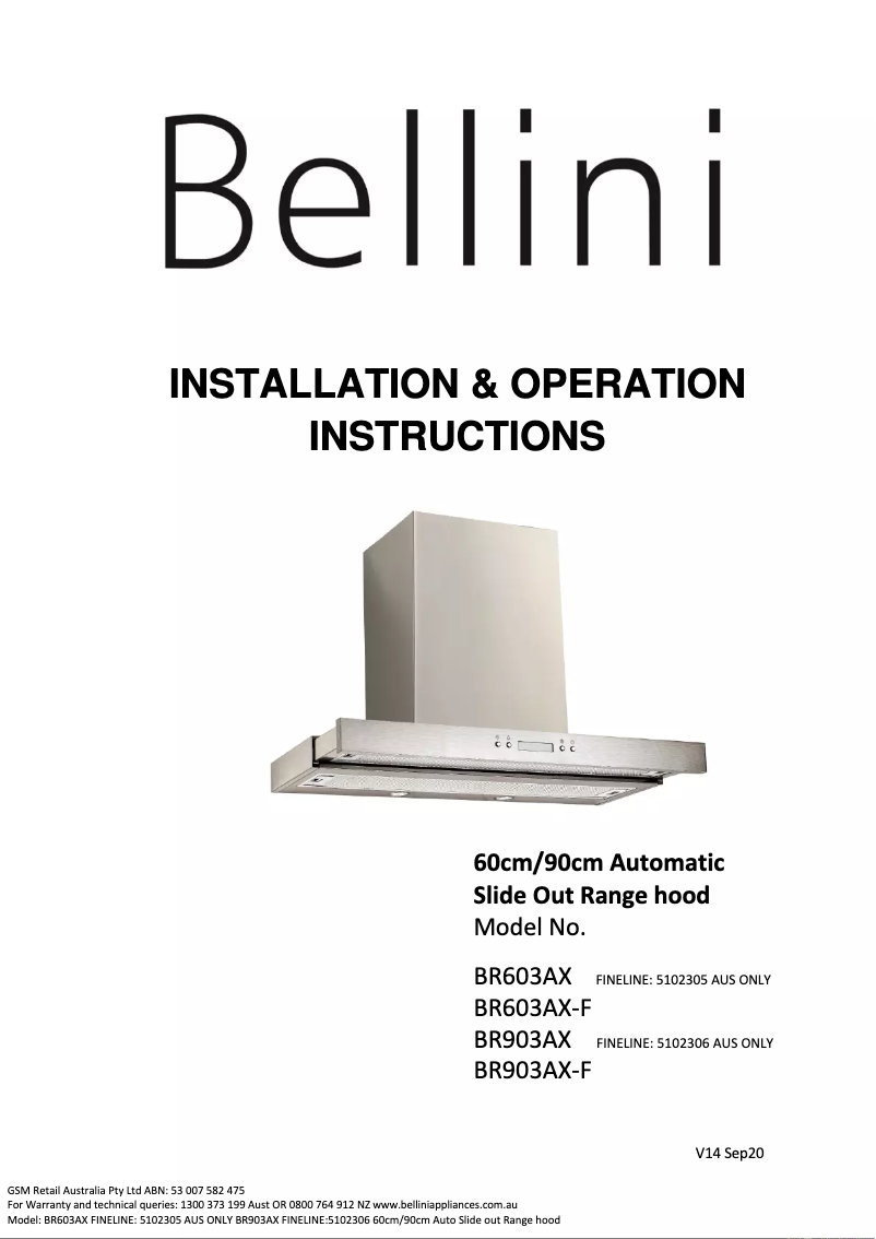 Página 1 del manual Manual de usuario Bellini BR603AX