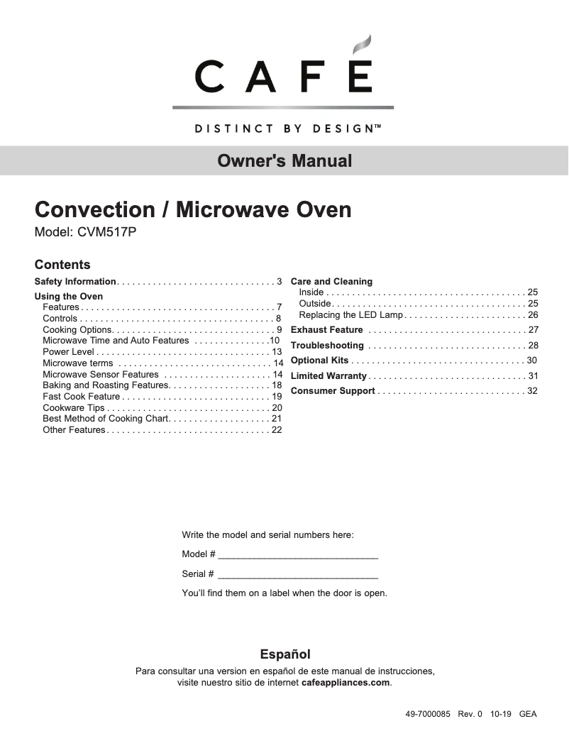 Page 1 de la notice Manuel d'utilisation et d'entretien GE CVM517P3MD1