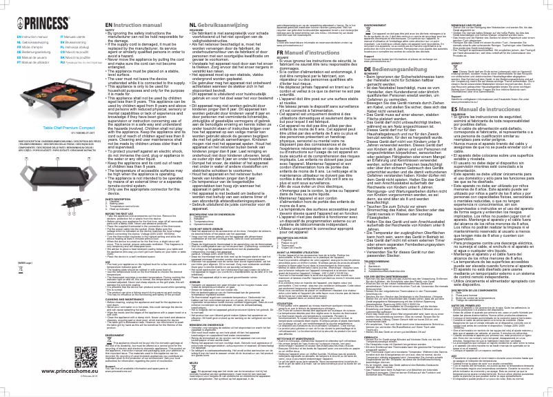 Image de la première page du manuel de l'appareil Table Chef Premium Compact 103090