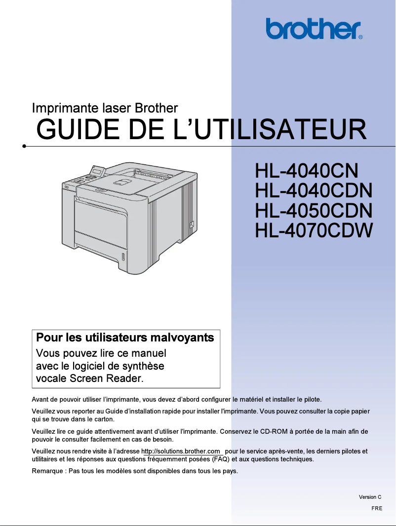 Page n°1 - Manuel utilisateur Brother HL-4040CDN