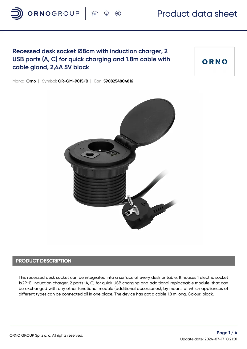 Image de la première page du manuel de l'appareil OR-GM-9015