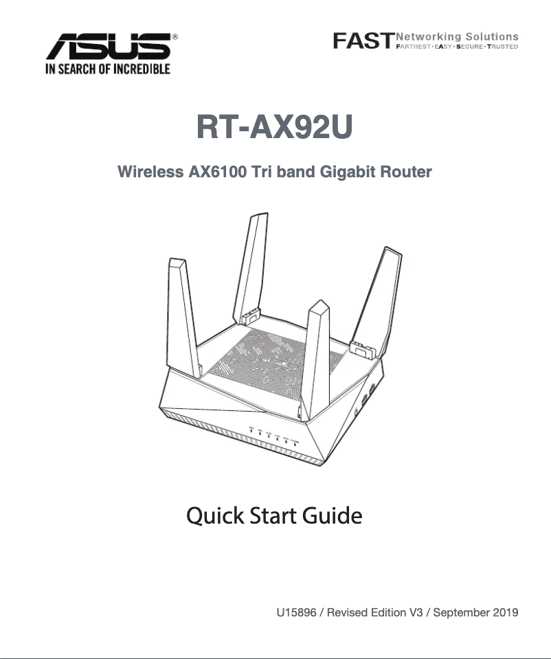 Page 1 de la notice Guide de démarrage rapide Asus AiMesh RT-AX92U