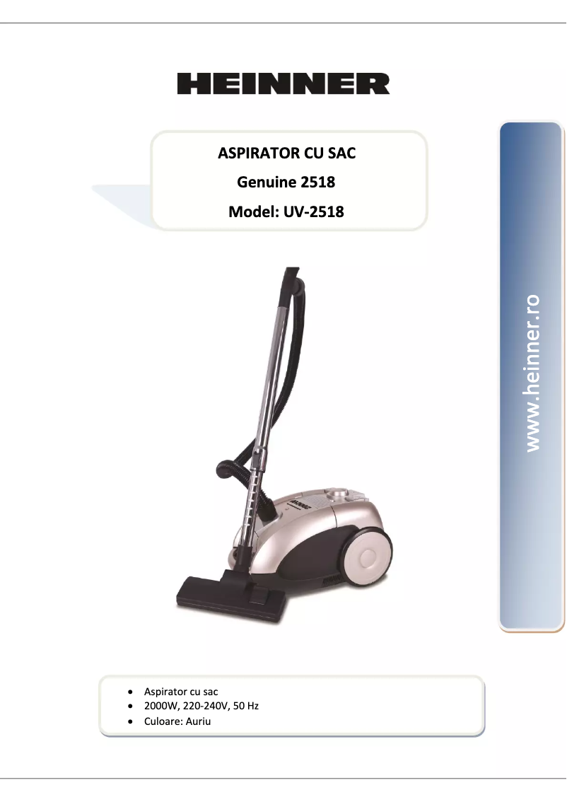 Page 1 de la notice Manuel utilisateur Heinner Genuine UV-2518