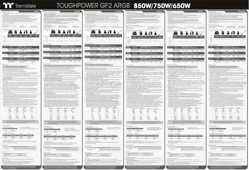 Page 1 de la notice Guide de démarrage rapide Thermaltake Toughpower GF2
