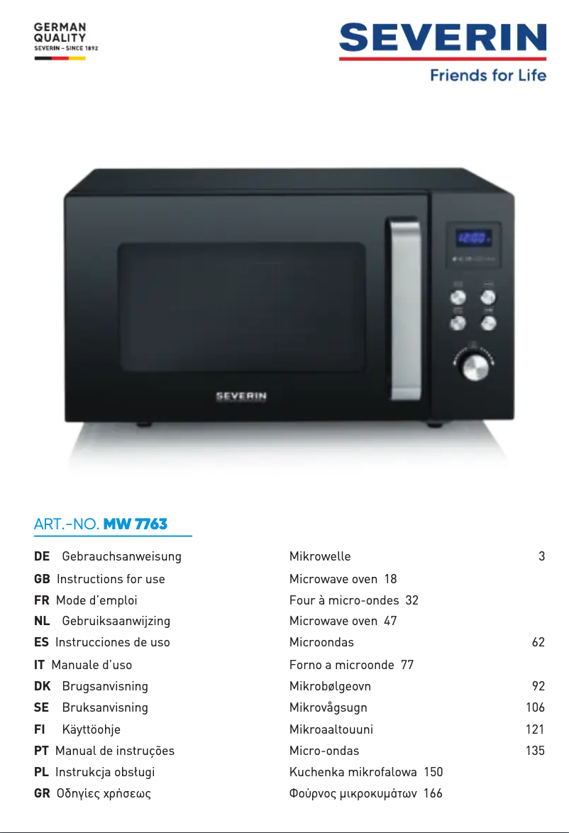 Page 1 de la notice Fiche technique Severin HV 7146