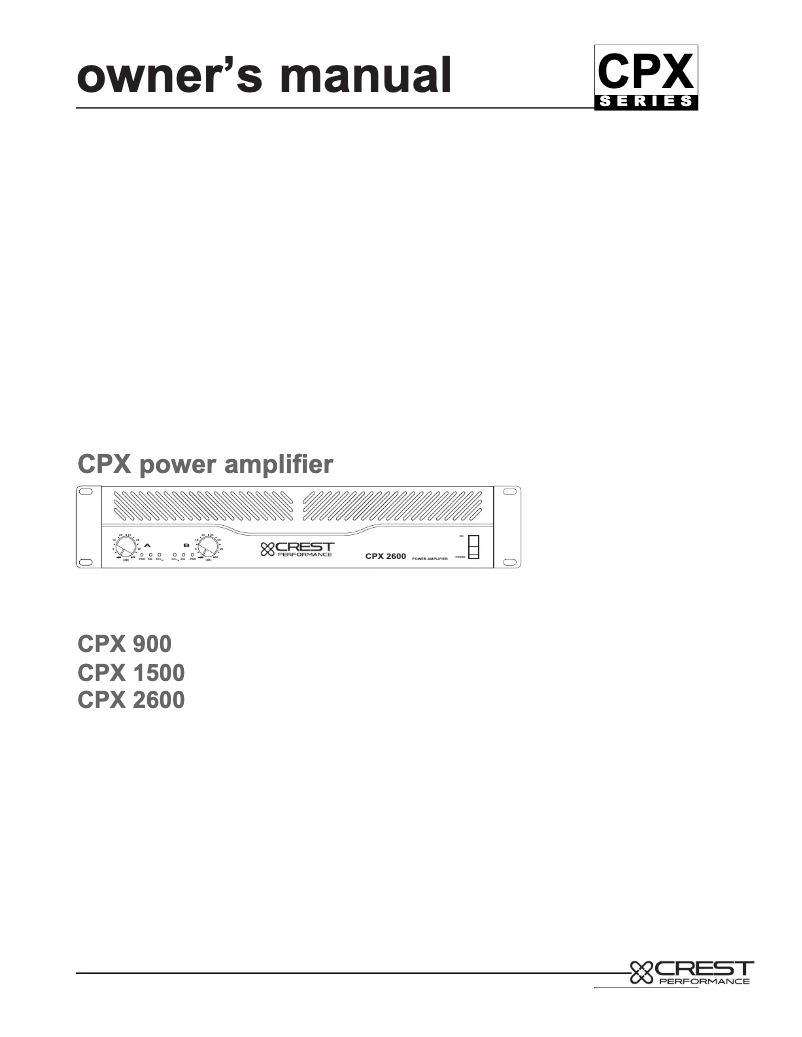 Page n°1 - Manuel utilisateur Crest CPX 2600