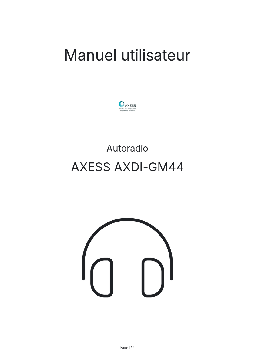 Image de la première page du manuel de l'appareil AXDI-GM44