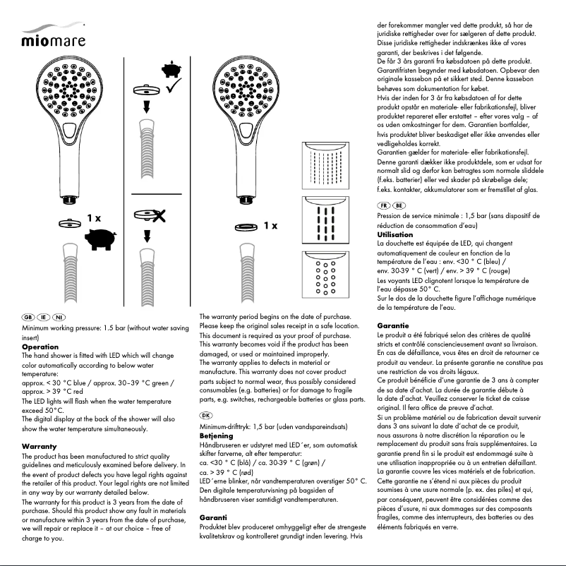 Page 1 de la notice Manuel utilisateur Miomare HG02267