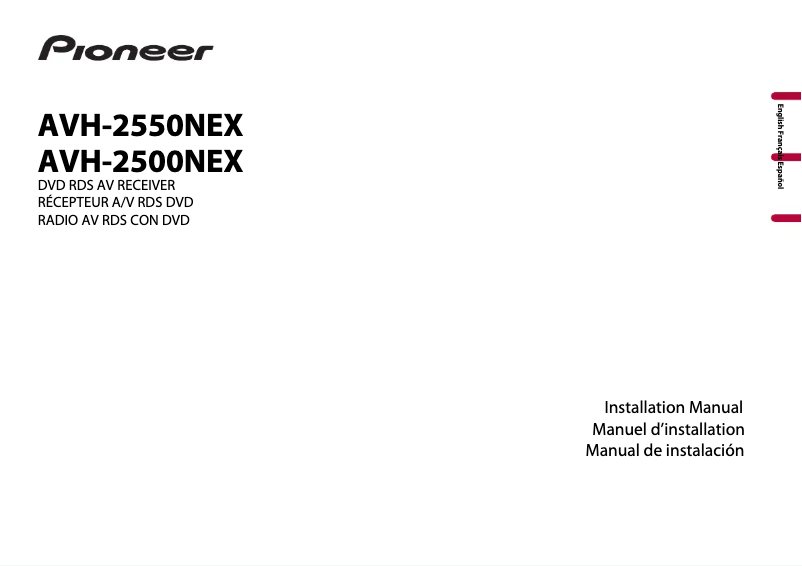 Page n°1 - Guide d'installation Pioneer AVH-2550NEX