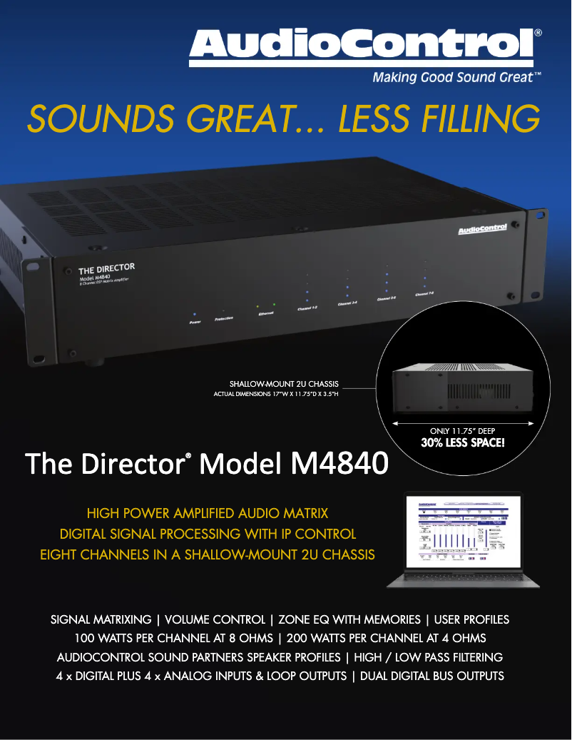 Página 1 del manual Ficha técnica AudioControl The Director Model M4840