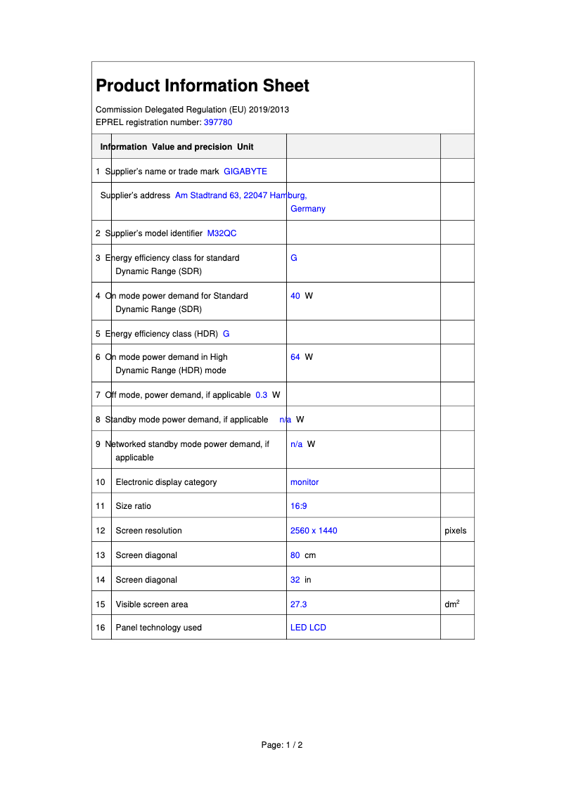 Image de la première page du manuel de l'appareil M32QC