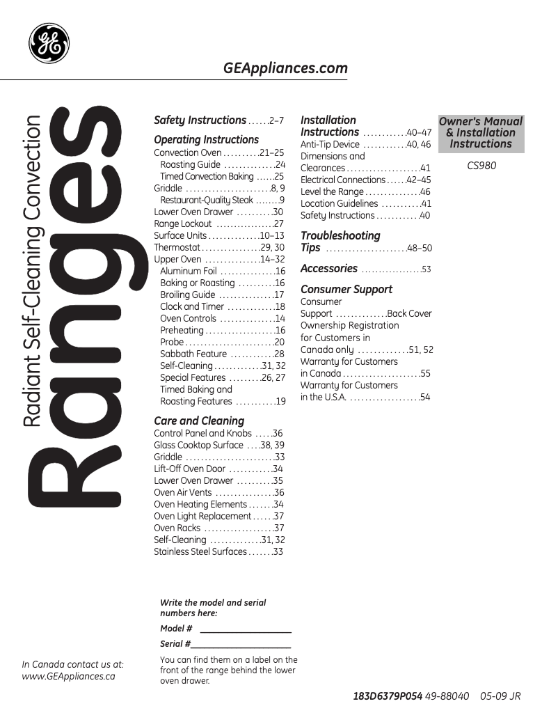 Page n°1 - Guide d'installation GE Café CS980SNSS