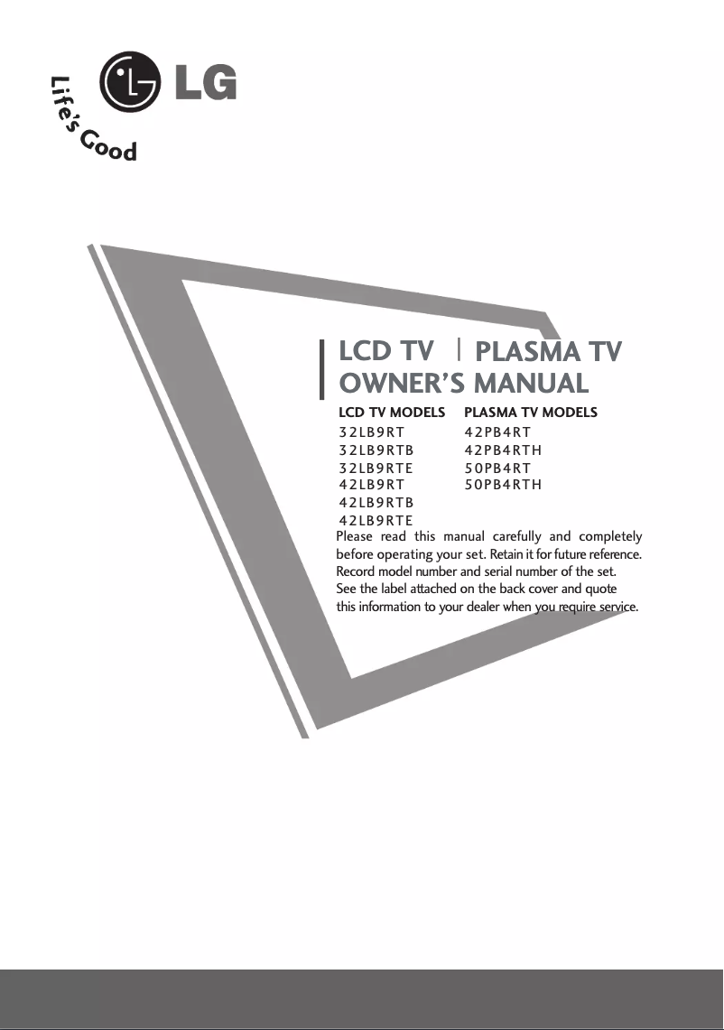 Page 1 of the manual User Manual LG 42PB4RTH