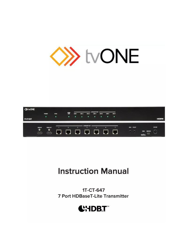 Page n°1 - Manuel utilisateur TV One 1T-CT-647