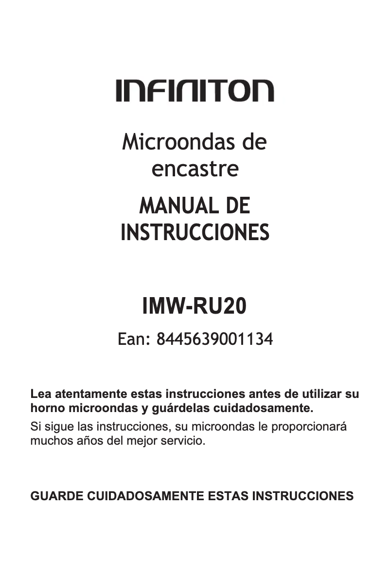 Page n°1 - Manuel utilisateur Infiniton IMW-RU20