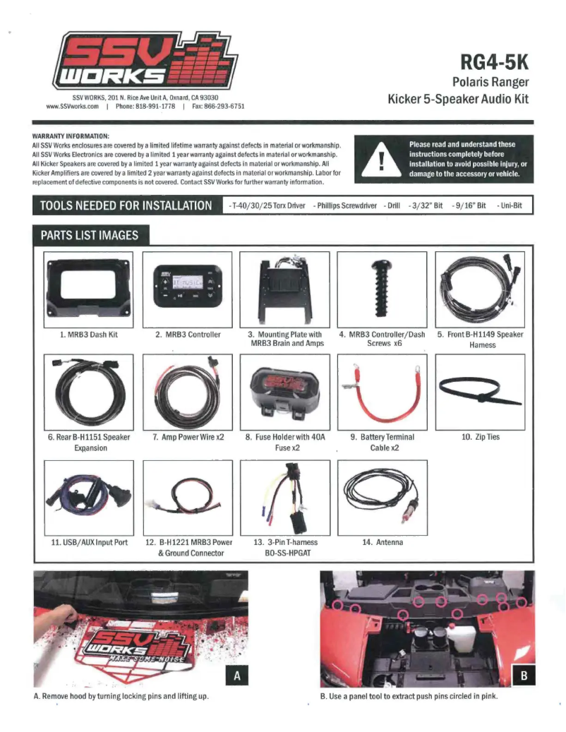 Page 1 de la notice Manuel utilisateur SSV Works RG4-5K