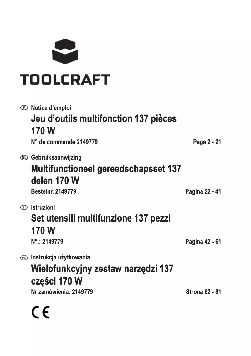 Page n°1 - Manuel utilisateur Toolcraft MW-138