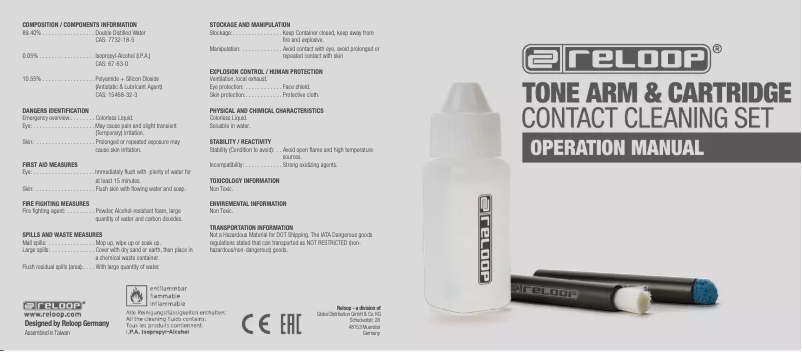 Page n°1 - Manuel utilisateur Reloop Tonearm & Cartridge Contact Cleaning Set