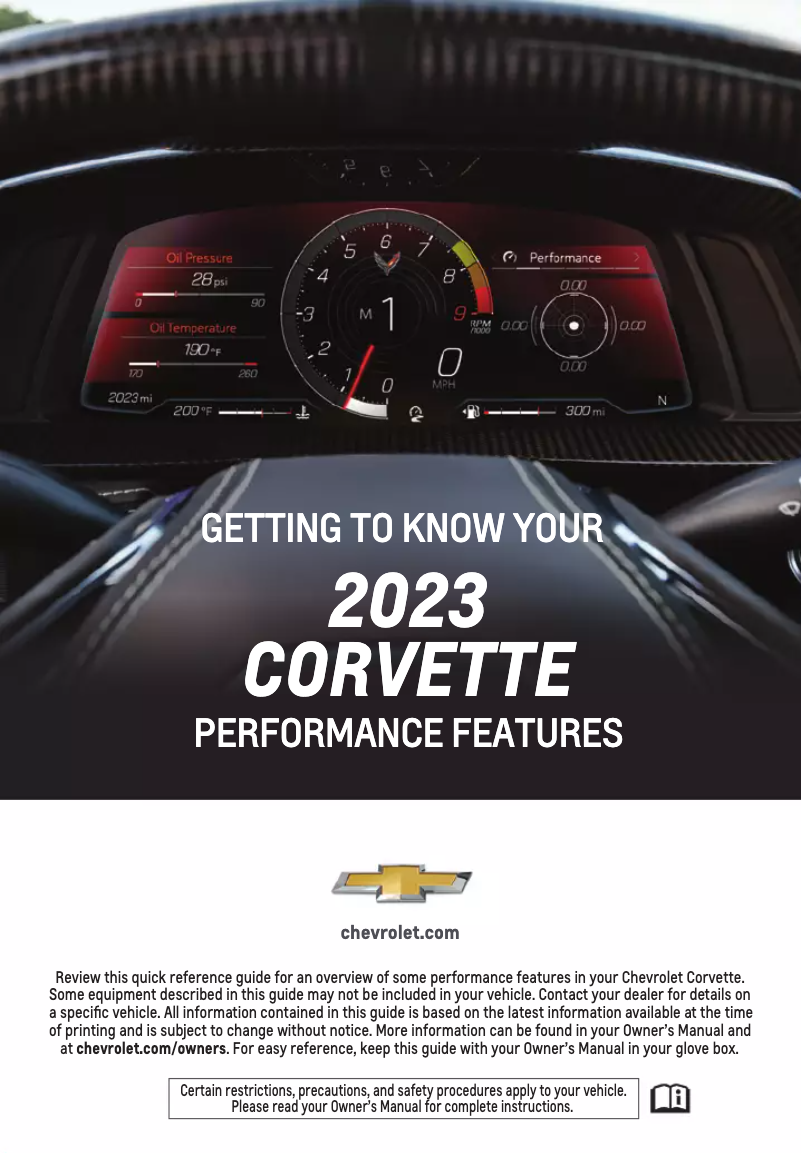 Page n°1 - Guide de démarrage rapide Chevrolet Corvette (2023)