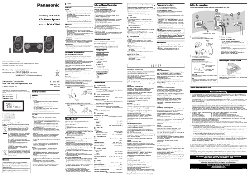 Page n°1 - Manuel utilisateur Panasonic SC-AKX220LMK