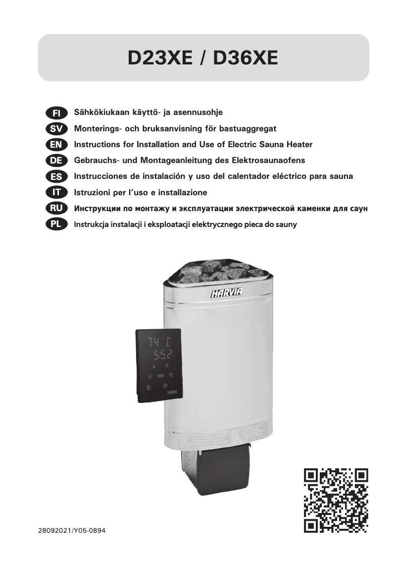 Page 1 de la notice Manuel utilisateur Harvia Delta D36XE HD364XE