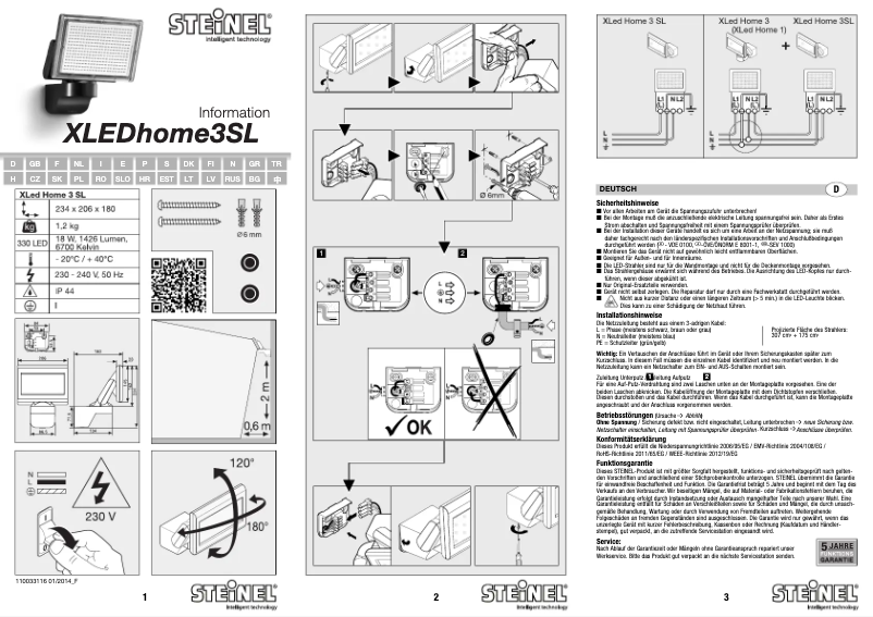 Page 1 de la notice Manuel utilisateur Steinel XLED Home 3 SL