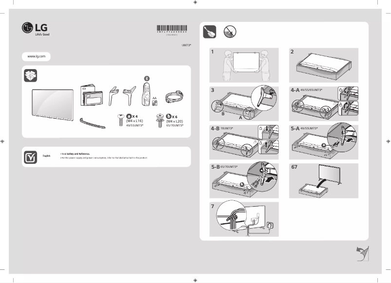 Image de la première page du manuel de l'appareil 65UM7300PPA