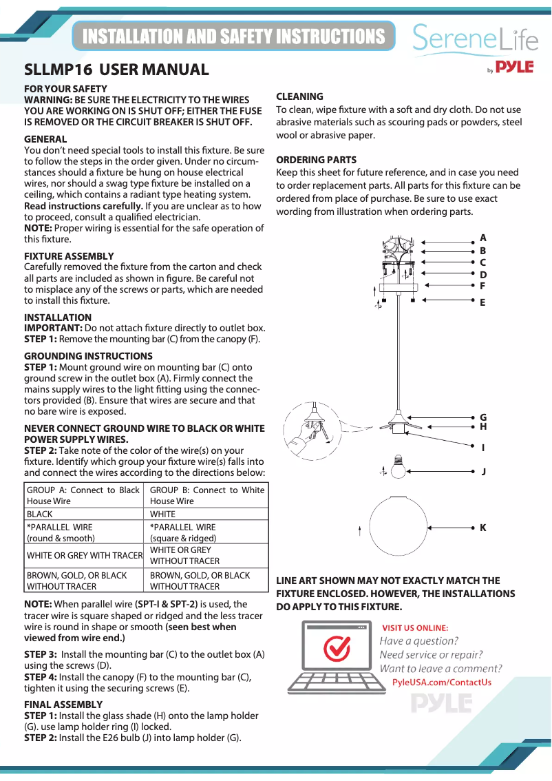 Page 1 de la notice Manuel utilisateur SereneLife SLLMP16
