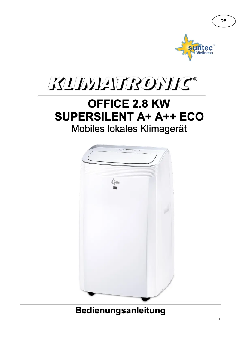 Page 1 de la notice Manuel utilisateur Suntec Office 2.8 Kw