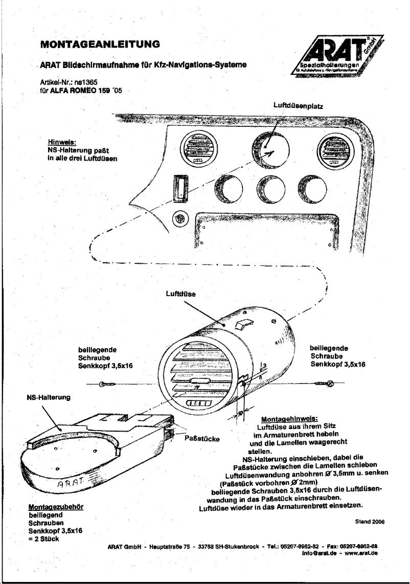 Page n°1 - Manuel utilisateur Arat NS1365