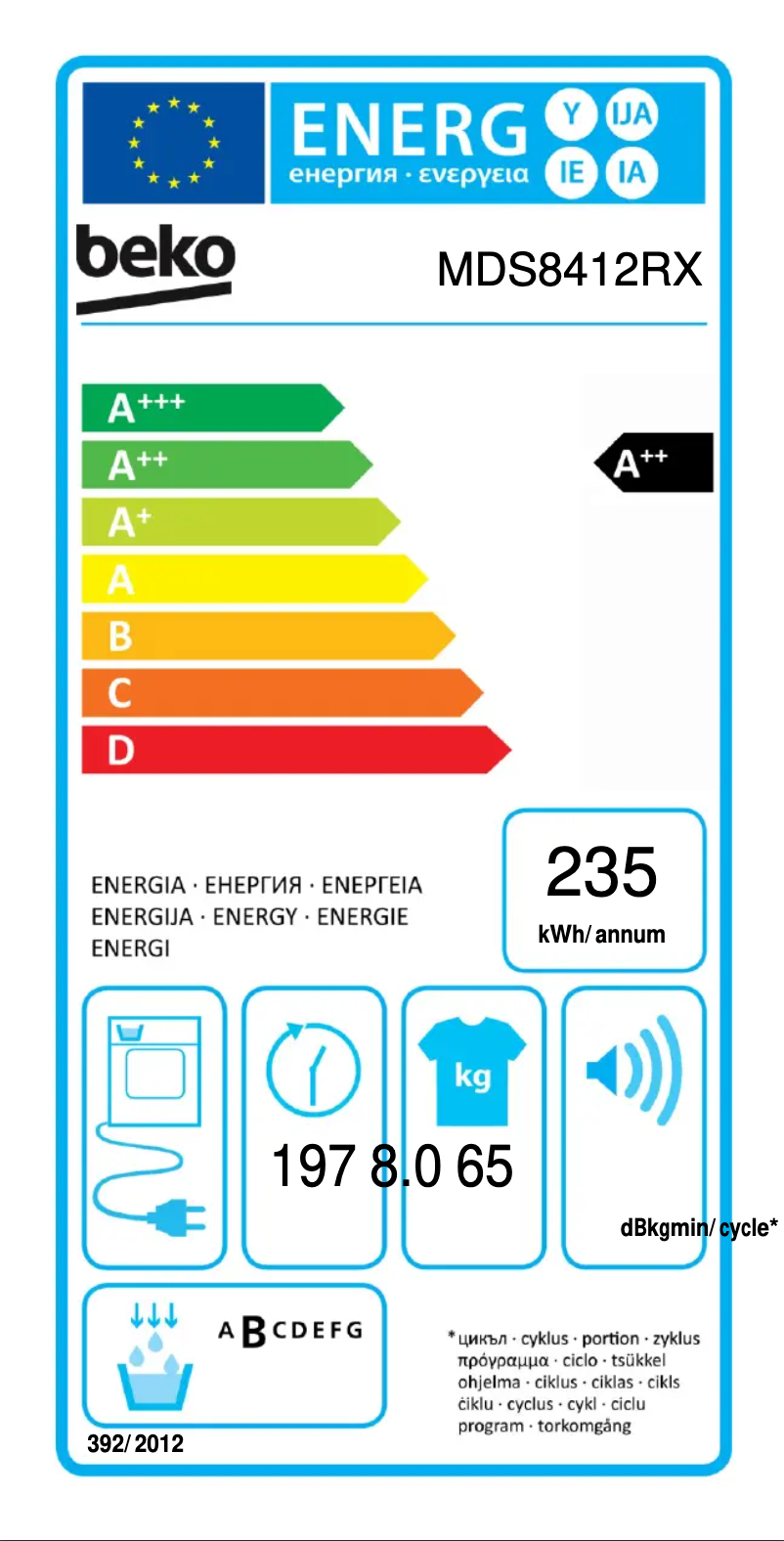 Page 1 de la notice Manuel utilisateur Beko MDS8412RX