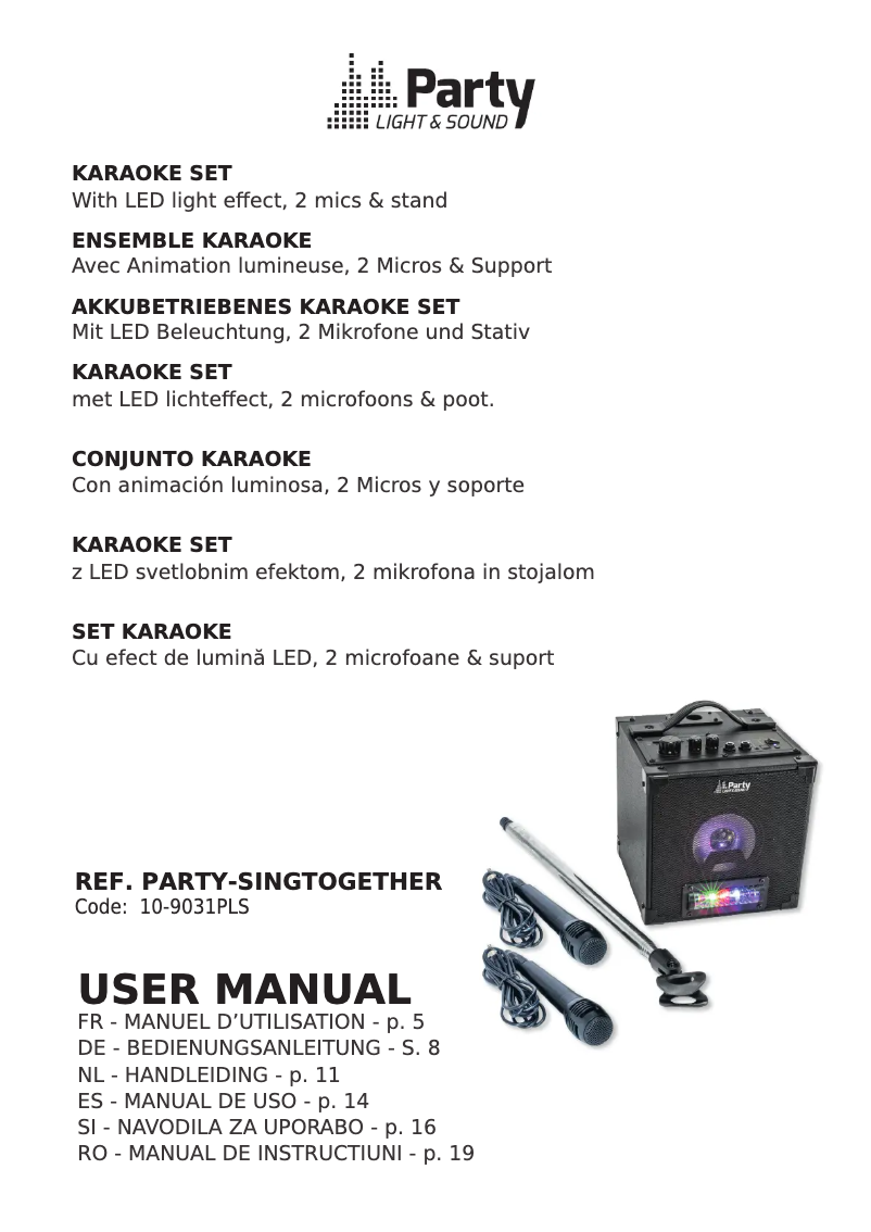 Page 1 of the manual User Manual Party light & sound PARTY-SINGTOGETHER