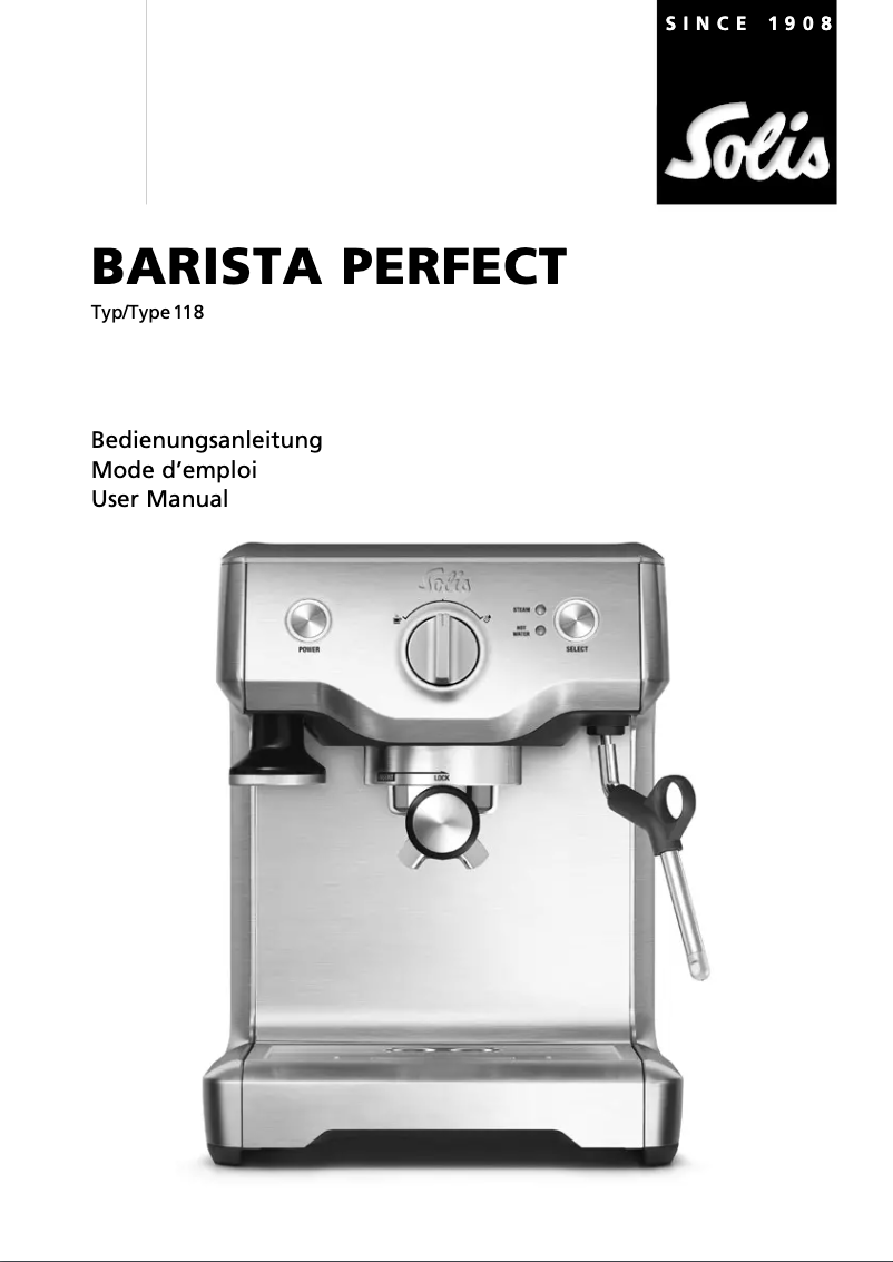 Page 1 de la notice Manuel utilisateur Solis Barista Perfect 118