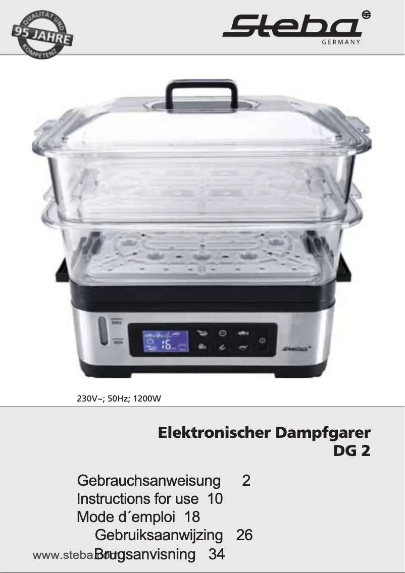 Page n°1 - Manuel utilisateur Steba DG 2