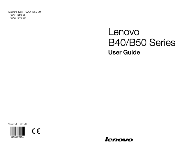Page 1 de la notice Manuel utilisateur Lenovo B40