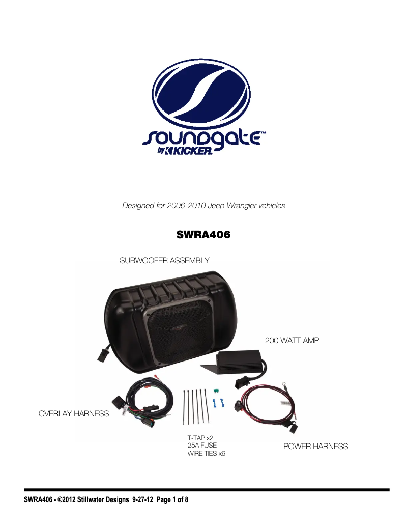 Page 1 de la notice Manuel utilisateur Kicker SubStage SWRA406