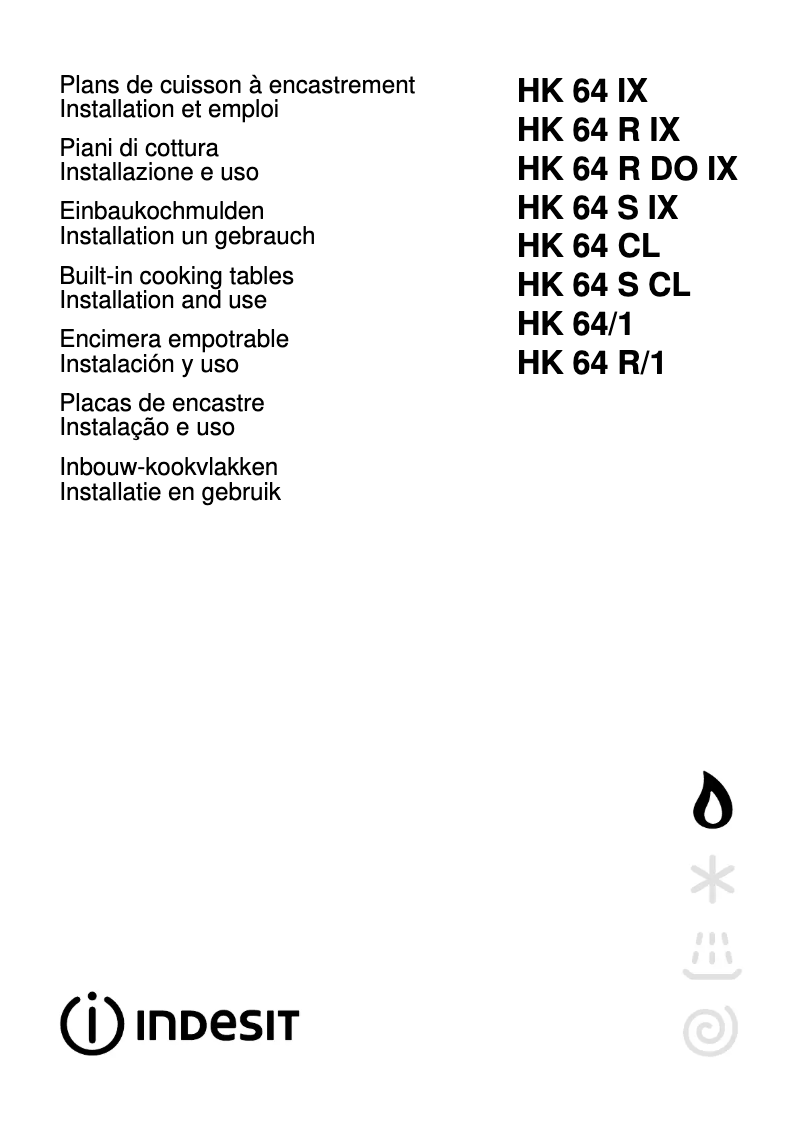 Page 1 de la notice Manuel utilisateur Indesit HK 64 (IX)/1 (T)