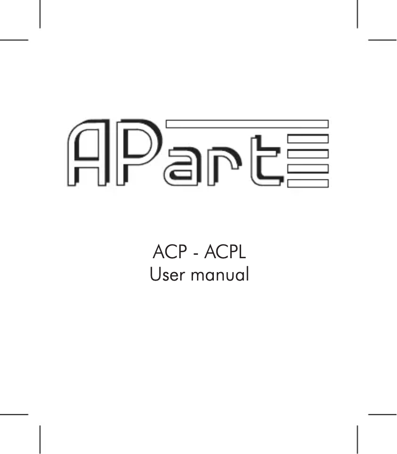 Page n°1 - Manuel utilisateur APart ACPL