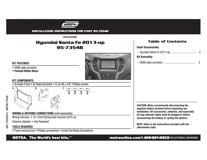 Page n°1 - Mode d'emploi Metra 95-7354B