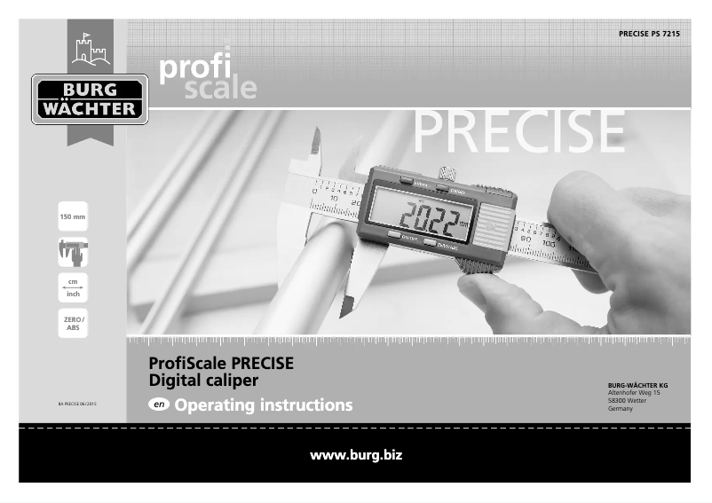 Image de la première page du manuel de l'appareil ProﬁScale PRECISE PS 7215