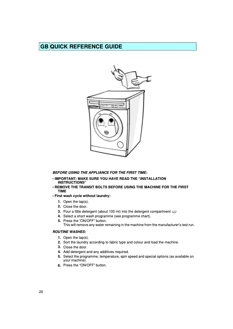 Page 1 de la notice Manuel utilisateur Whirlpool AWM 407
