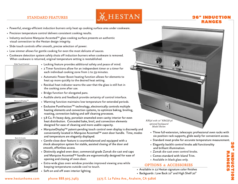 Page 1 de la notice Fiche technique Hestan KRI36-BK