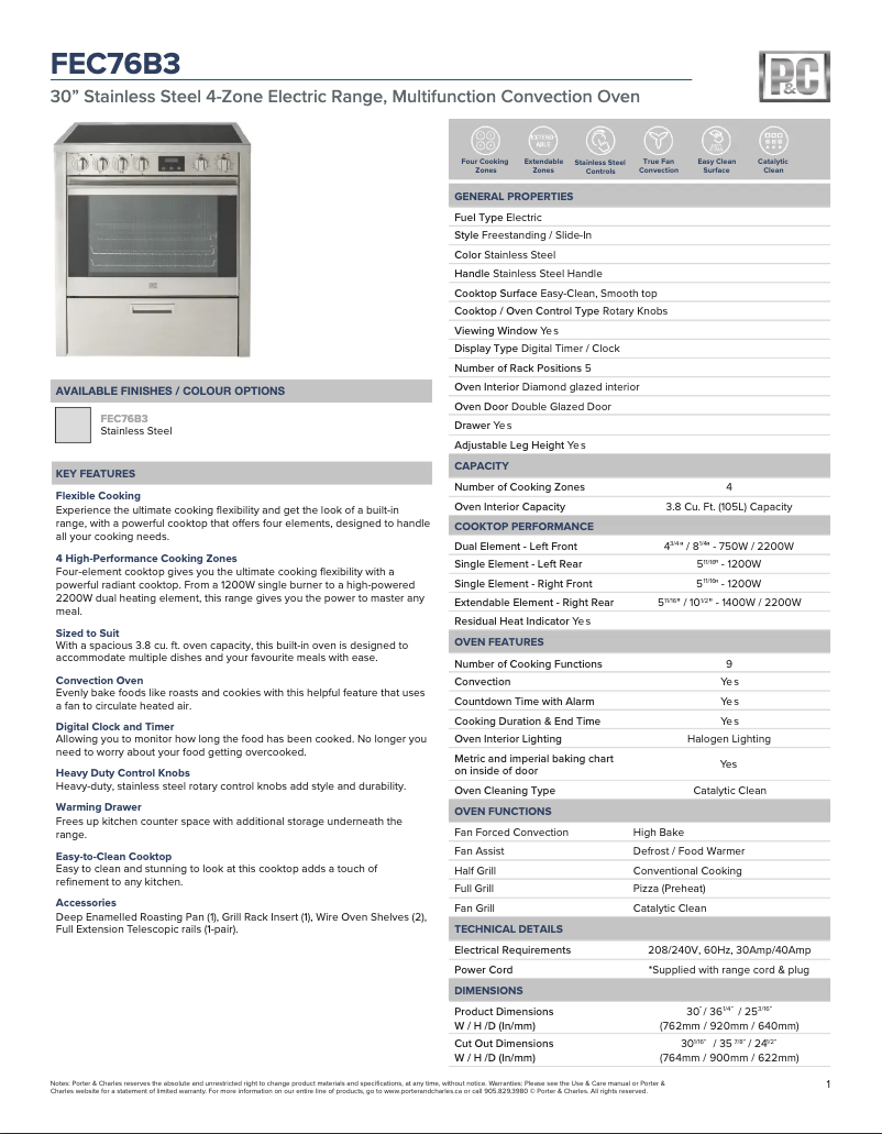 Image de la première page du manuel de l'appareil FEC76B3
