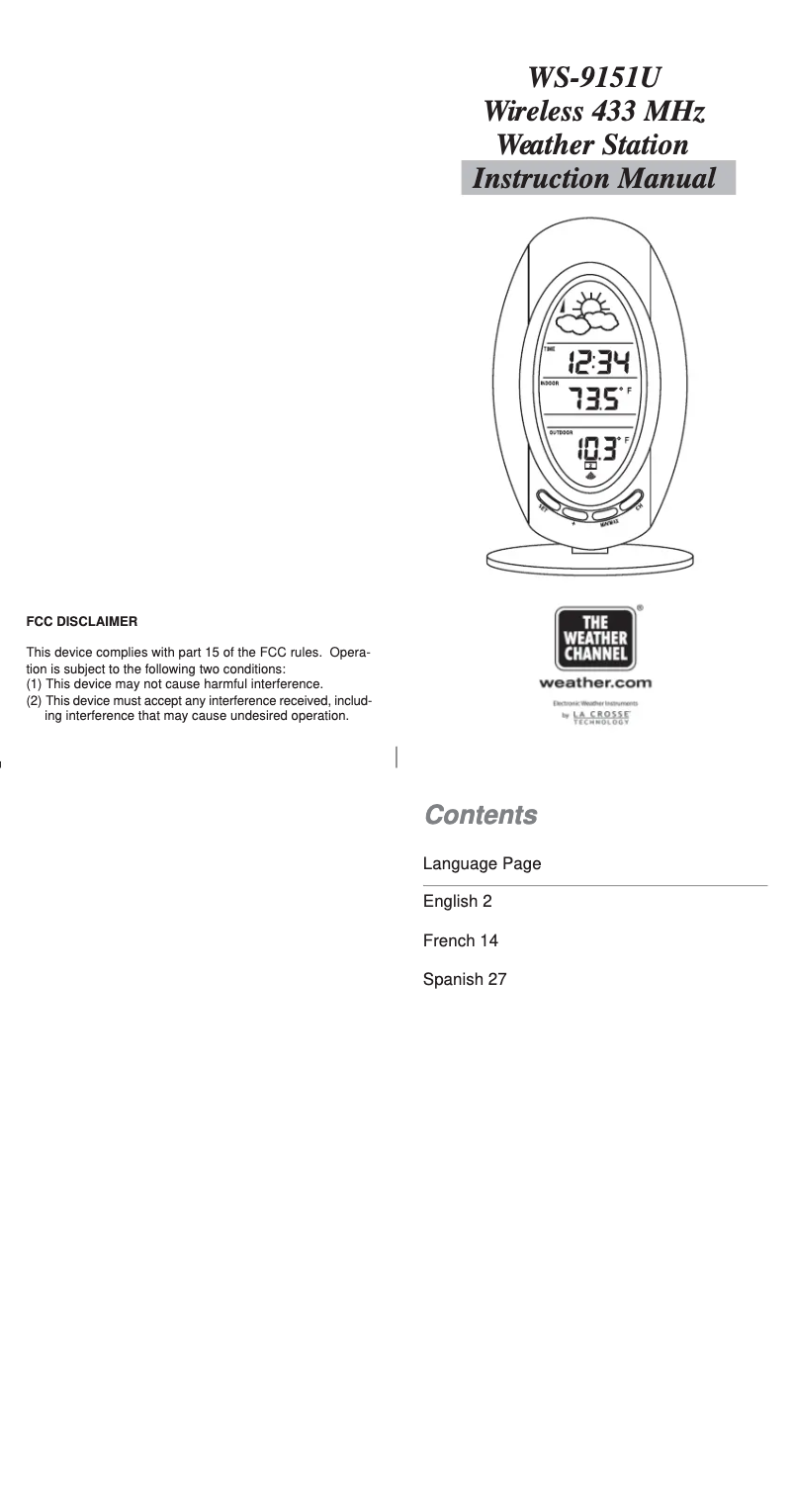 Image de la première page du manuel de l'appareil WS-9151TWC