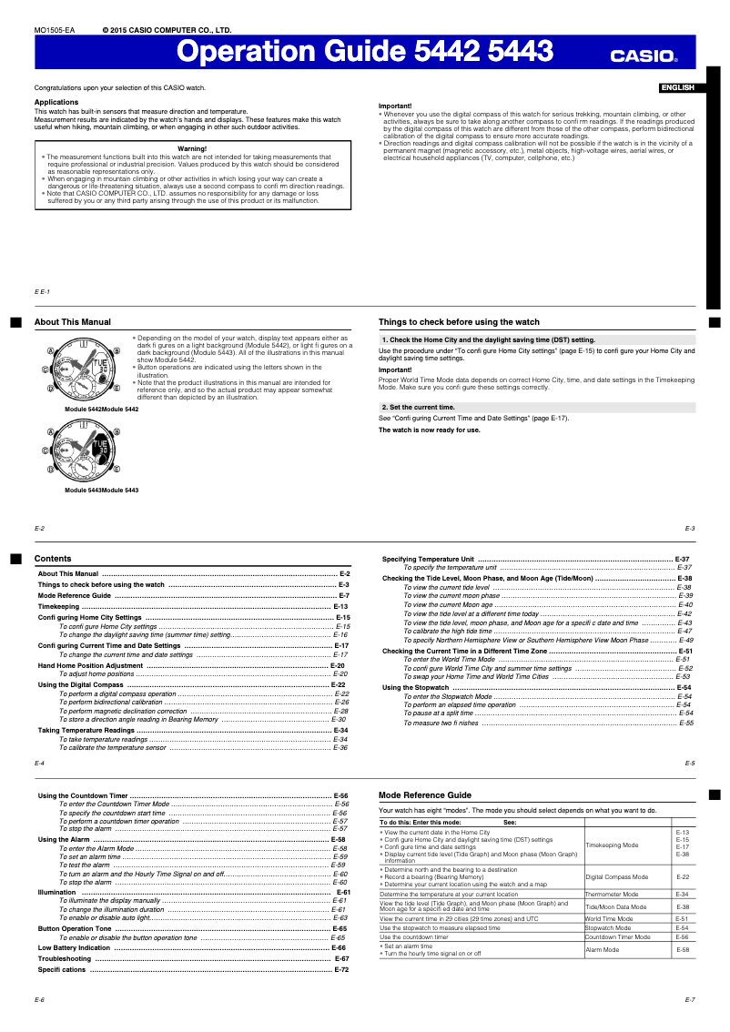 Image de la première page du manuel de l'appareil 5442