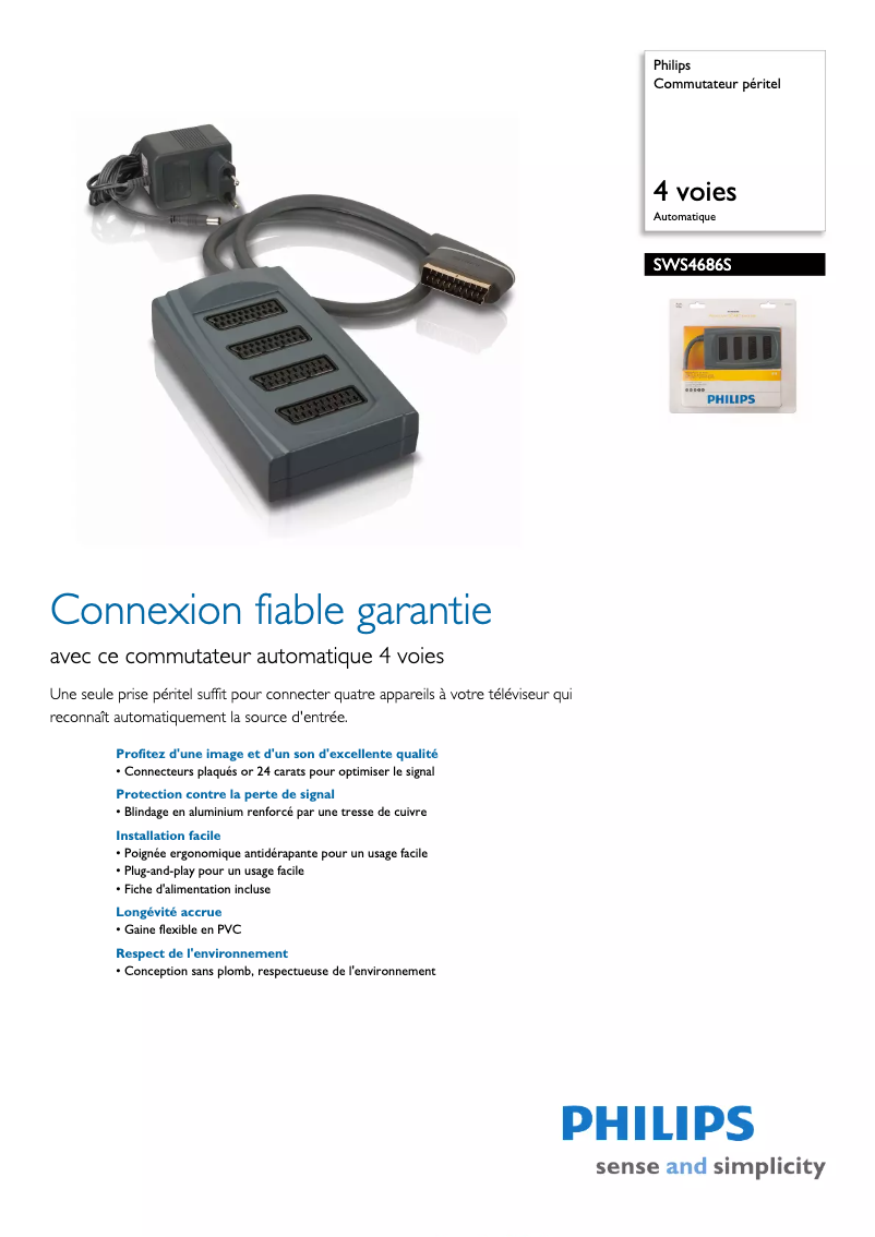Page 1 de la notice Fiche technique Philips SWS4686S